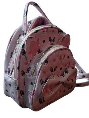 Under One Sky Pink French Bulldog Mini Backpack with bow detail Kawaii Frenchie